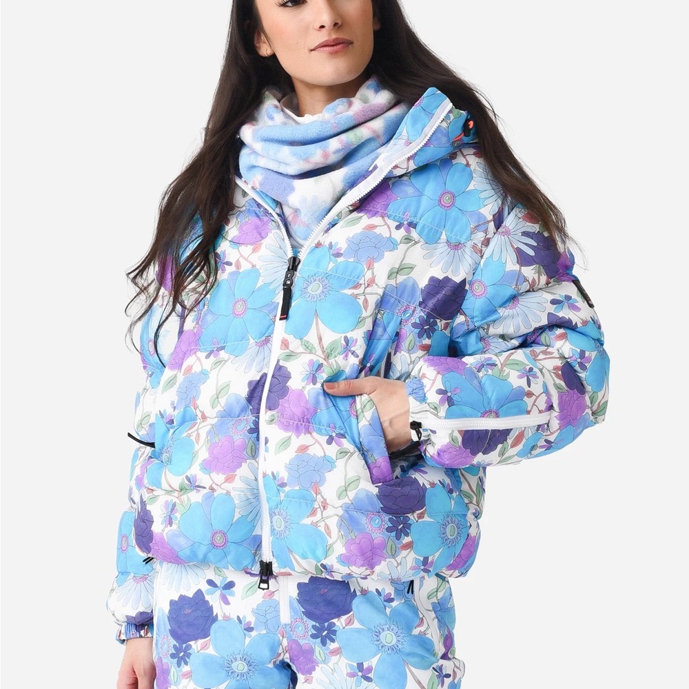 Loveshackfancy x fancy Blue and Purple Floral Puffer Jacket